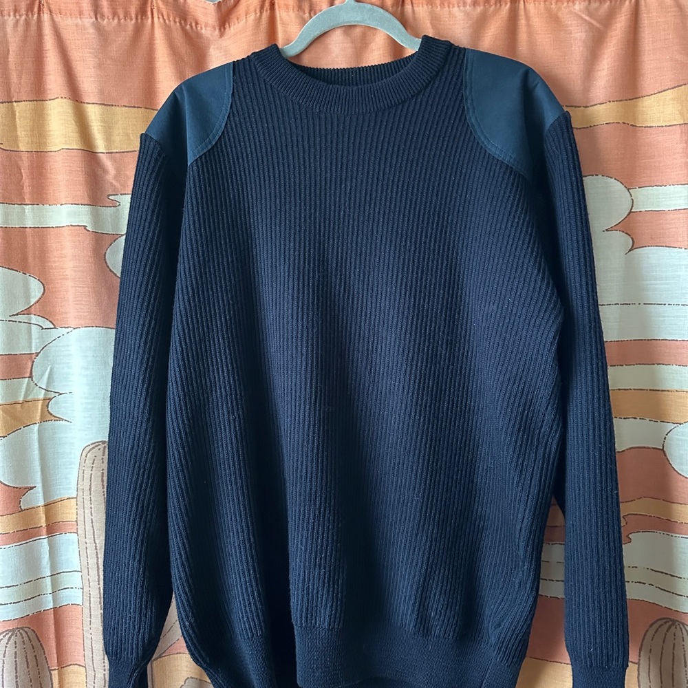 Barbour Sporting Sweater Crew Navy Blue Wool